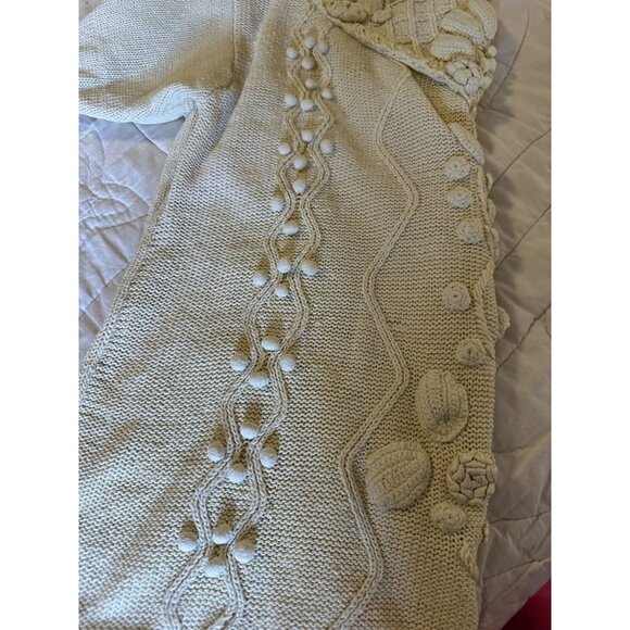 VTG 90s Artsy Embroidered M Cable  Knit Sweater Portrait Collar Coquette read - Picture 10 of 14